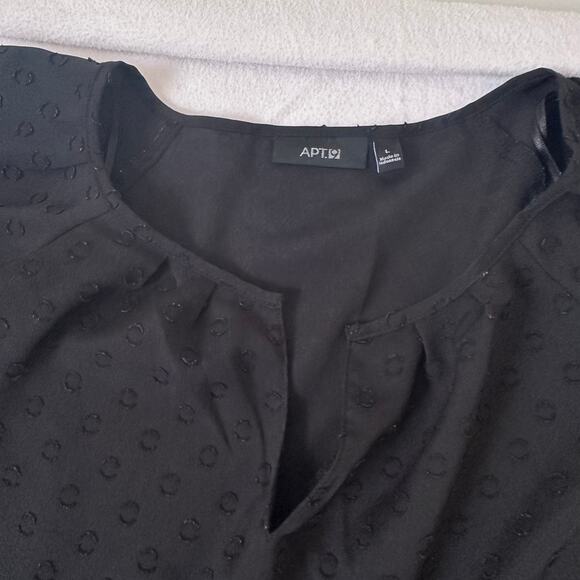 Apt 9 Top Women Large Black with Black circles Flutter Sleeve Pullover Dress - Picture 4 of 7